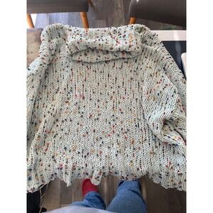 Kori America Sweater M L Light Blue Speckled Knit Cowl Neck Pullover